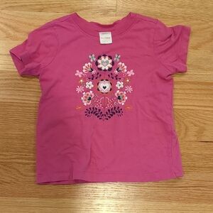 Hanna Andersson Size 5 Pink Kids Shirt with Silver Glitter Floral Design